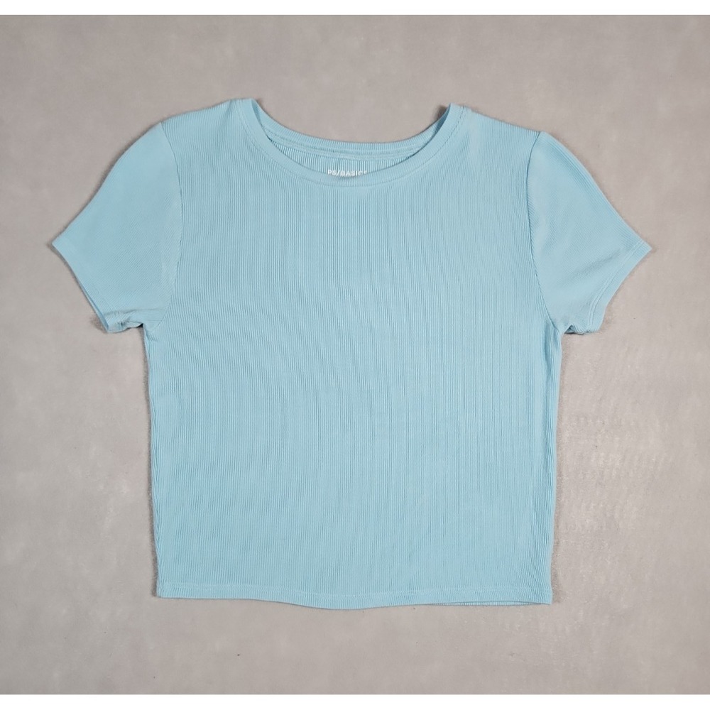 PacSun Basics Womens Blue Ribbed‎ Modal Blend T Shirt Size Small NWOT